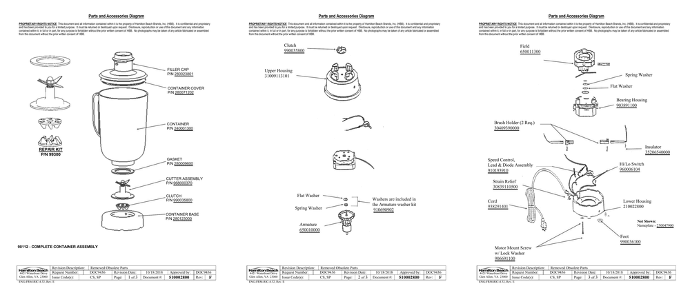 Diagram Diagram and Parts List for 91200  Hamilton Beach Blender